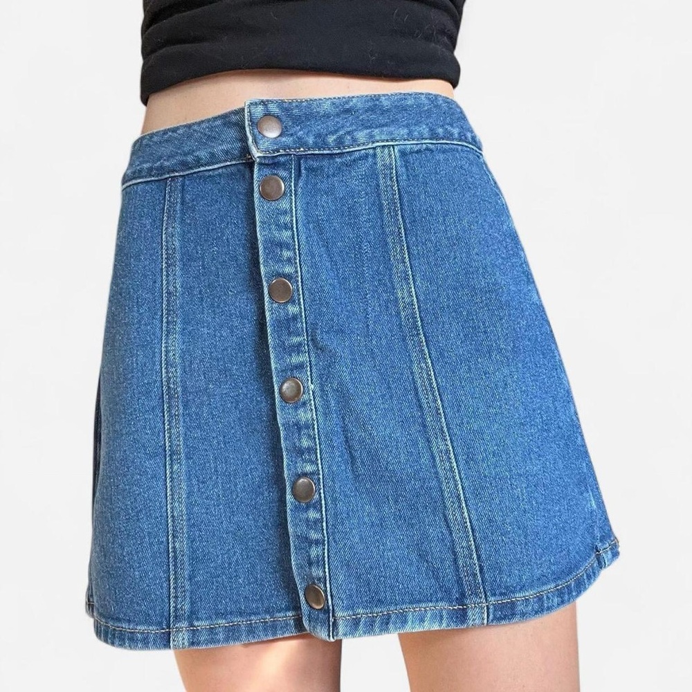 Denim Button-Front A-Line Skirt